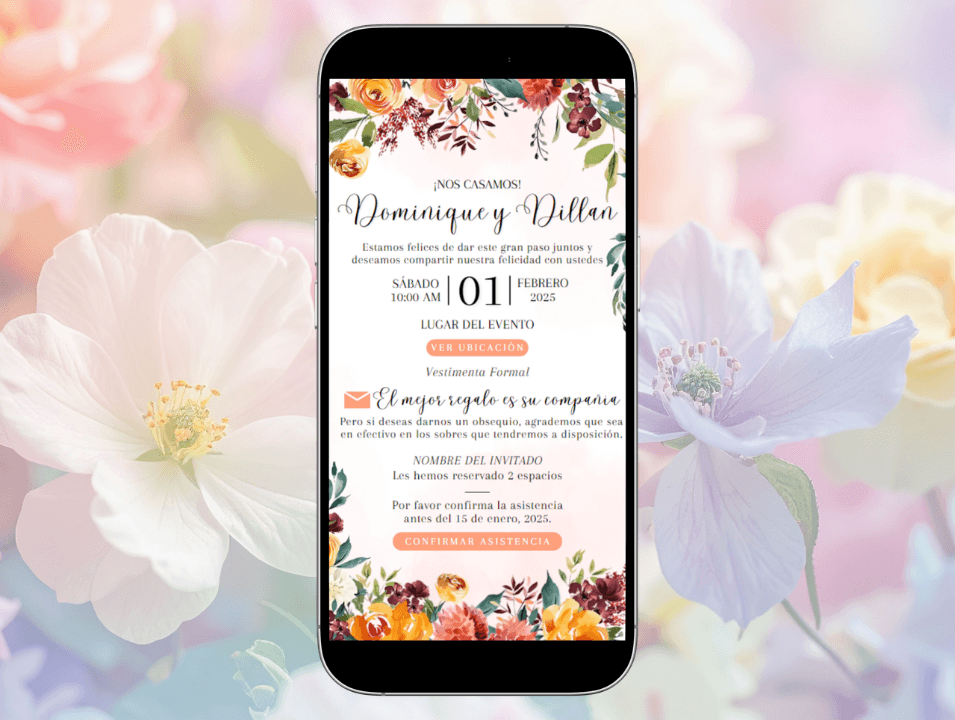 Invitación de Boda Floral Tropical