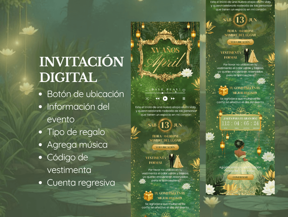 Invitación de XV años de La Princesa y El Sapo · imagen 2