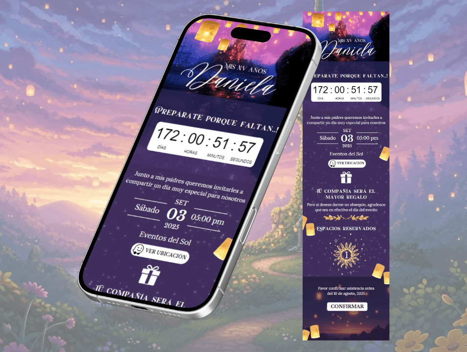 Invitación XV años Rapunzel