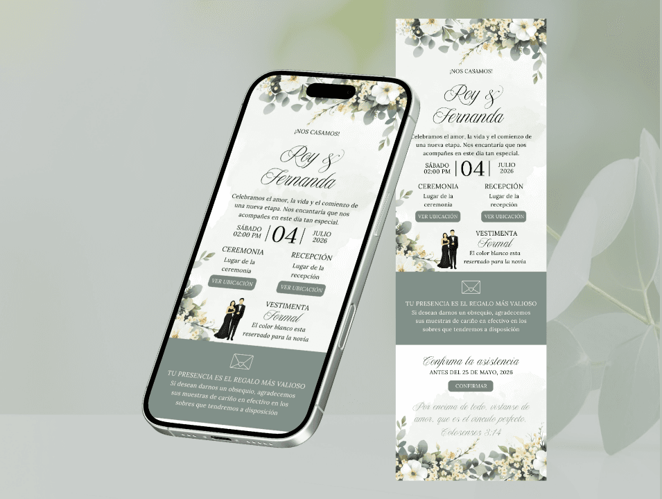Invitación de Boda Estilo Botánico