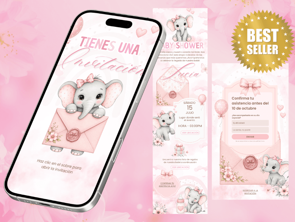 Invitación Baby Shower de Elefantita · imagen 1
